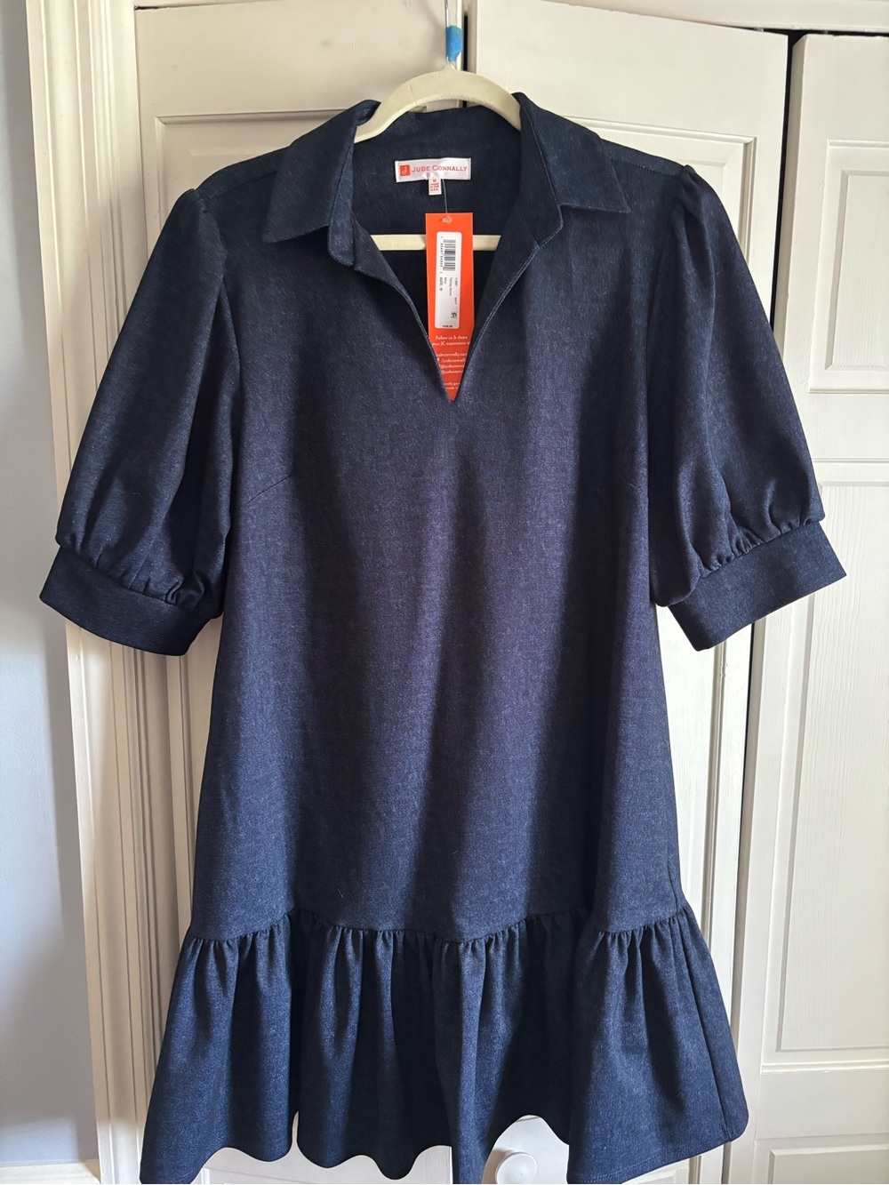 Jude Connally Navy Puff Sleeve Polo Dress